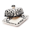 Humble & Mash Black Floral Ceramic Butter Dish, 10.2cm