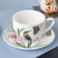 Maxwell & Williams Eloise Short Lyric Coupe Plate, 20cm - Regent Honeyeater with a tea cup