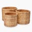 Thread Office Wood Chip Woven Basket Planters, Set of 3