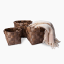 Thread Office Wood Chip Woven Storage Baskets, Set of 3 with throw