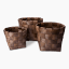 Thread Office Wood Chip Woven Storage Baskets, Set of 3