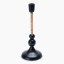 Thread Office Black Aluminium & Rattan Dinner Candle Holder
