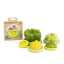 Food Huggers Silicone Airtight Food Covers, Set of 5 - Sage Green with fruit and veg