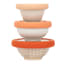 Food Huggers Adjustable Silicone & Glass Lids, Set of 3 - Terracotta on bowls