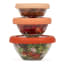 Food Huggers Adjustable Silicone & Glass Lids, Set of 3 - Terracotta on bowls