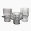 Thread Office Glass Ribbed Candle Holders, Set of 3 - Smoke