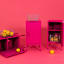 Popstrukt Sugar Cube Side Table - Hot Pink with lemons