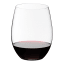 Riedel O Stemless Red & White Wine Glasses, Set of 8 angle with red wine