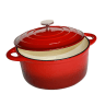 Round Cast Iron Enamel Casserole, 6L - Red
