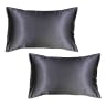 Dear Deer Satin Pillow Slip, Set of 2 - Dark Charcoal