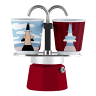 Bialetti Mini Express with 2 Cups - Illustrated Red