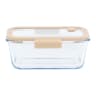 Pebbly Rectangular Glass Container with Vacuum Cap - 460ml 