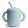 Mushie Silicone Training Cup with Straw, 175ml - Powder Blue