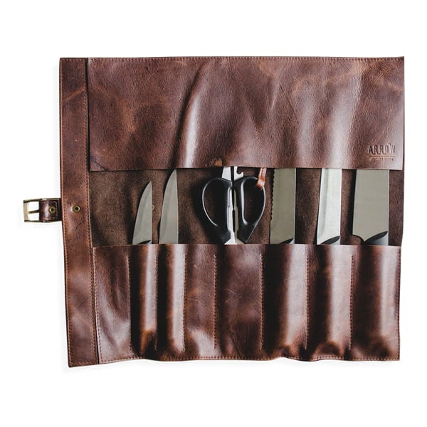 Arrow Leather Goods Knife Roll Bag, Natural Brown