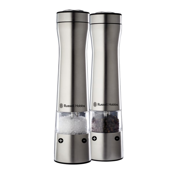Russell Hobbs Illuminated Battery Operated Salt & Pepper Mills, Stainless Steel