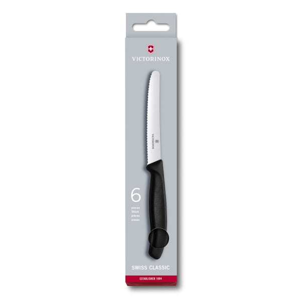 Victorinox Swiss Classic Round Black Tomato & Steak Knife Set, 6-Piece, Black