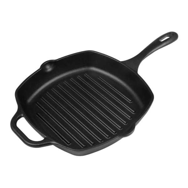 Victoria Seasoned Cast Iron Grill Pan with Helper Handle, 25cm