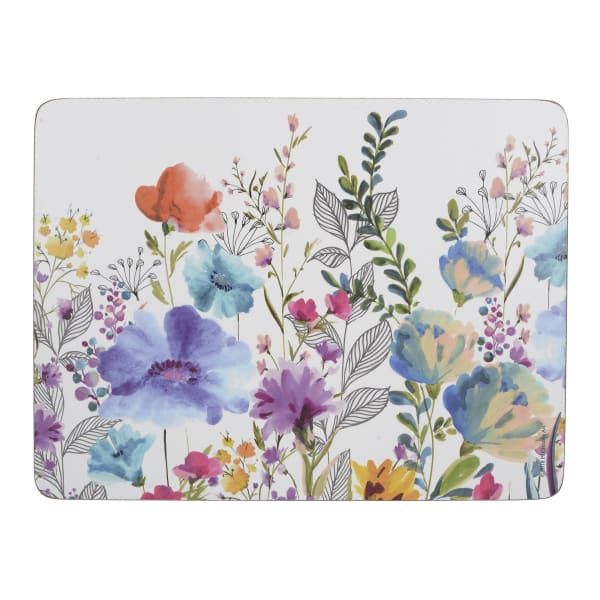 Creative Tops Meadow Floral Rectangular Cork Placemats, Set of 4, Medium