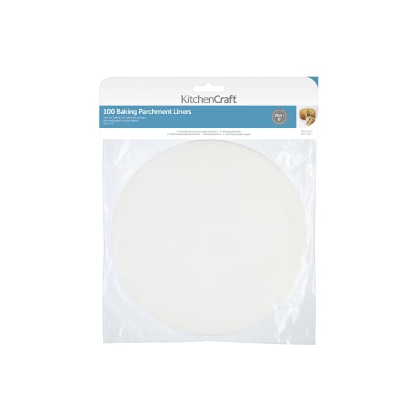 KitchenCraft Siliconised Round Baking Tin Parchment Sheets, Pack of 100, 23cm
