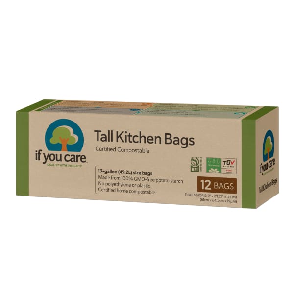 If You Care 49L Compostable Tall Kitchen Waste Bags, Pack of 12