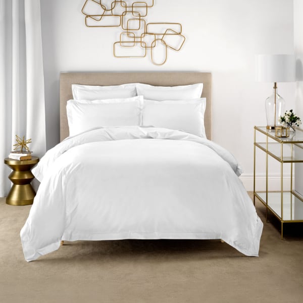 Linen House Elka Bamboo White Oxford Duvet Cover, 500 Thread Count, Three Quarter