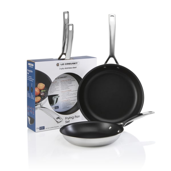 Le Creuset 3 Ply Stainless Steel 2 Piece Non-Stick Frying Pan Set, 24/28CM