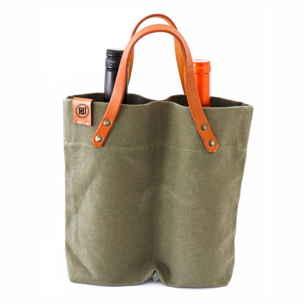 Pieter De Jager Double Wine Carrier, Olive Green