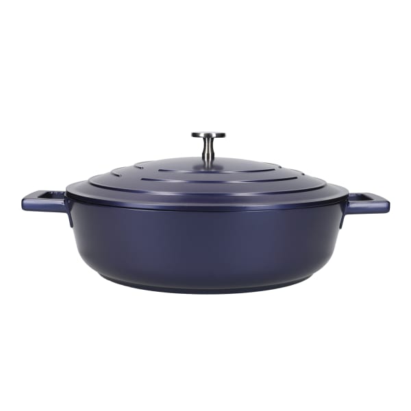 MasterClass Cast Aluminium 4L Shallow Casserole Dish, 28cm, Metallic Navy