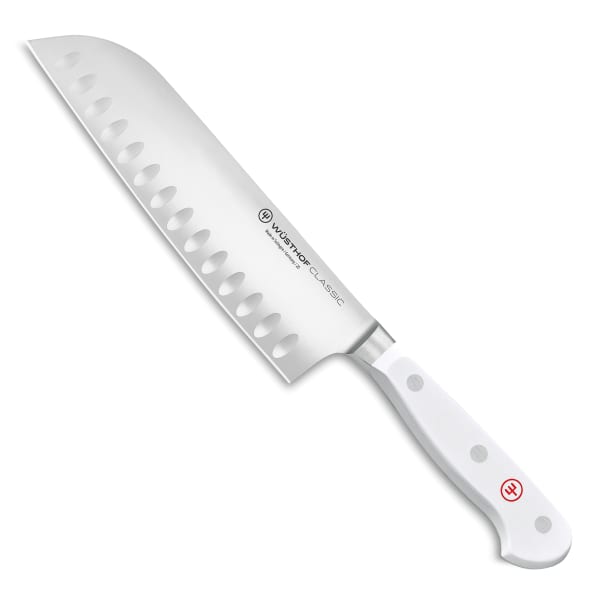 Wusthof Classic White Hollow Edge Santoku Knife, 17cm