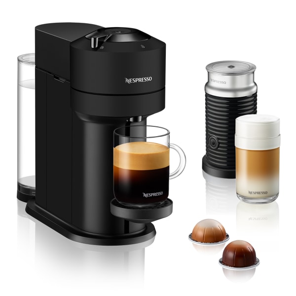 Nespresso Vertuo Next Coffee Machine & Aeroccino Milk Frother, Black