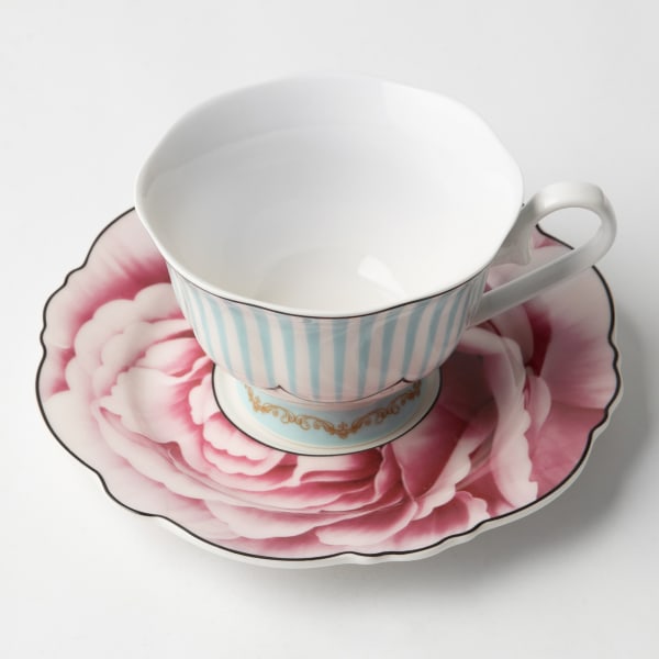 Jenna Clifford Wavy Rose Cups & Saucers, Set of 4