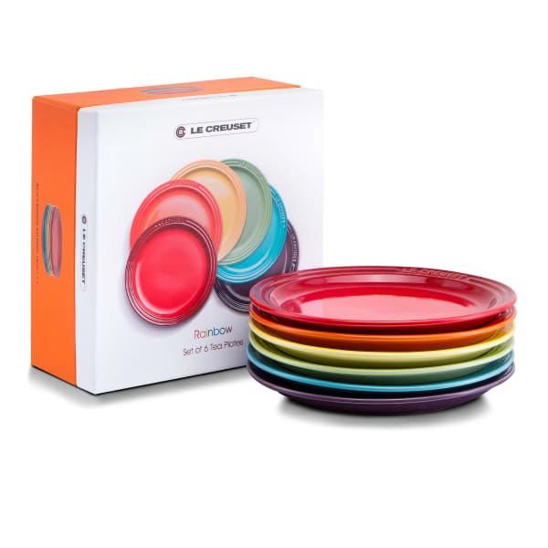 Le Creuset Rainbow Tea Plates, Set of 6