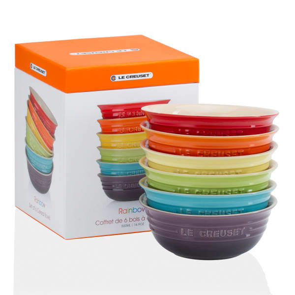 Le Creuset Stoneware rainbow set of 6 cereal bowls