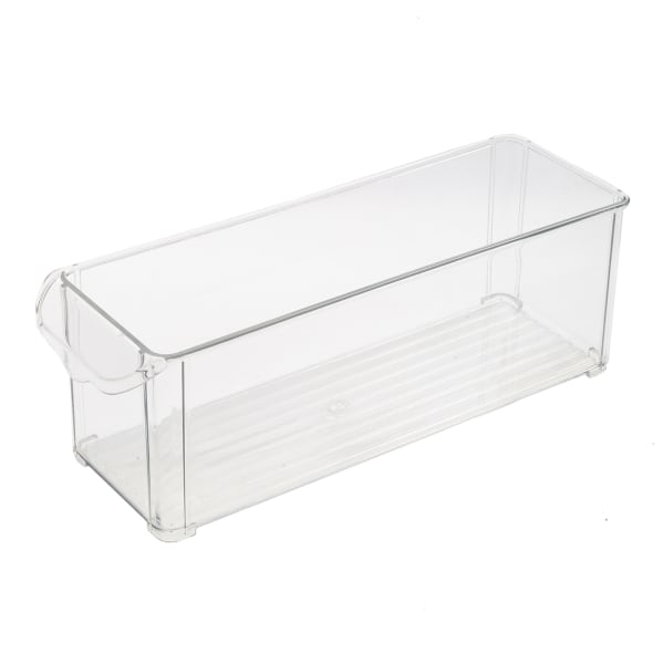 Narrow Transparent Fridge Organising Bin with Single Handle, Medium