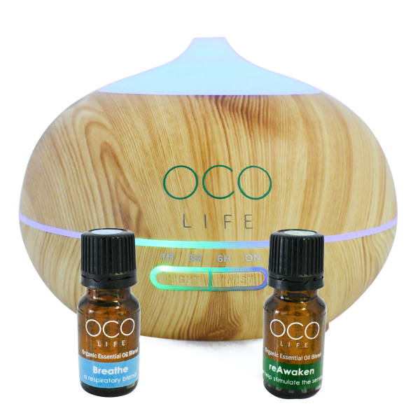 OCO Life Zen Light Wood Diffuser with 2 10ml oils, 400ml