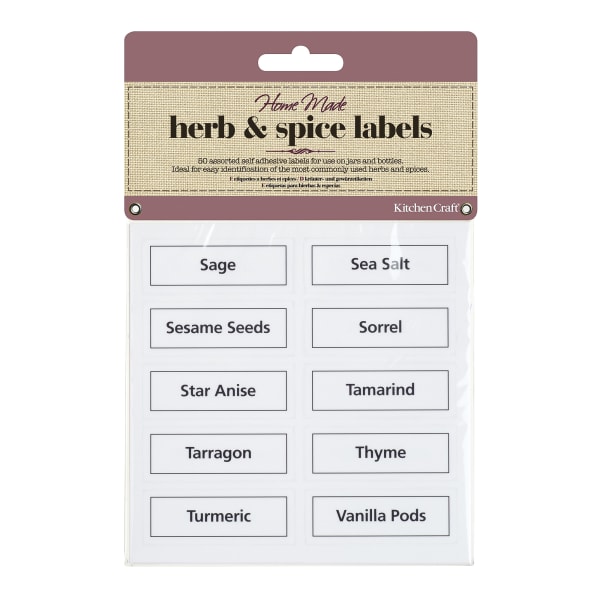 KitchenCraft Home Made Vinyl Herb & Spice Labels, Pack of 50