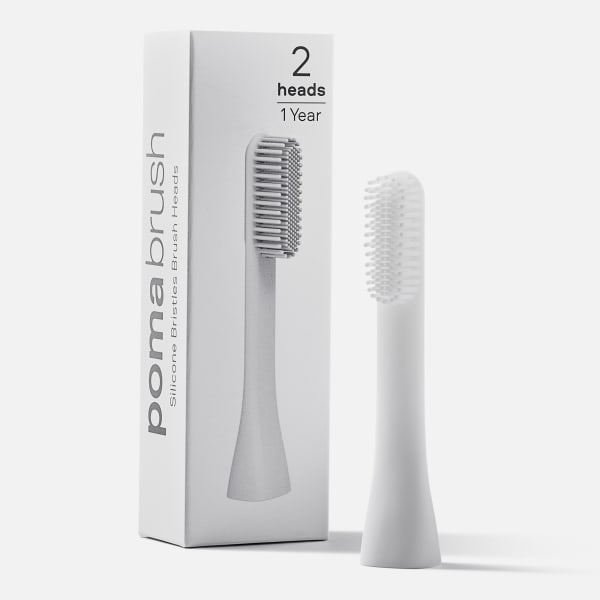 Poma Lifestyle Model 1.0 Pure Silicone Brush Heads, Pack of 2, White
