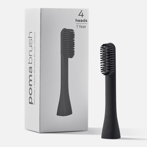 Poma Lifestyle Model 1.0 Nylon Silicone Brush Heads, Pack of 4, Black