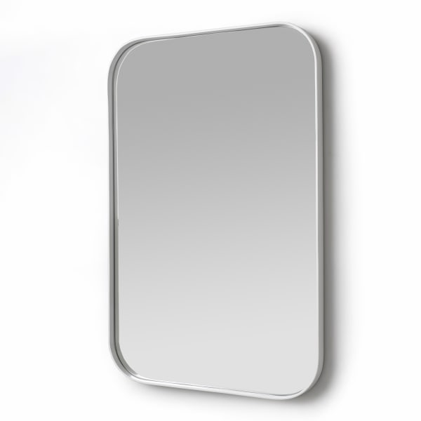 Native Decor Rounded Rectangular Deep Frame Mirror, White