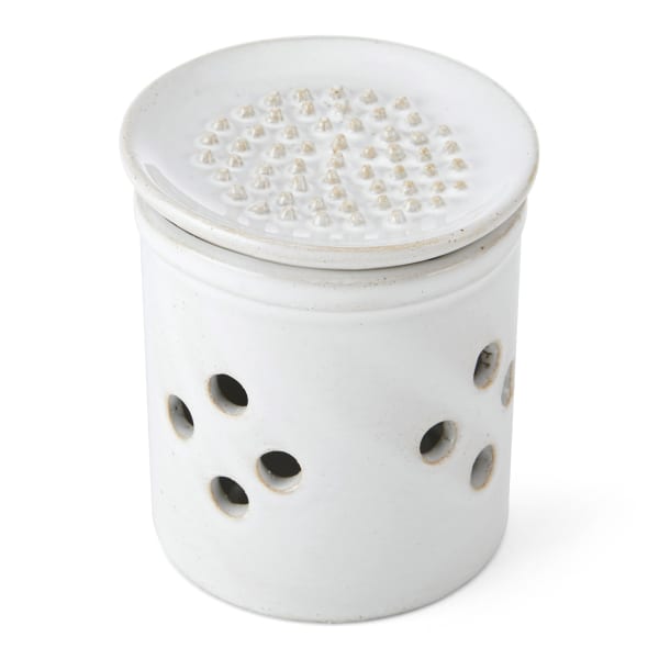 KitchenCraft Idilica Stoneware Garlic Storage Jar with Grater Lid