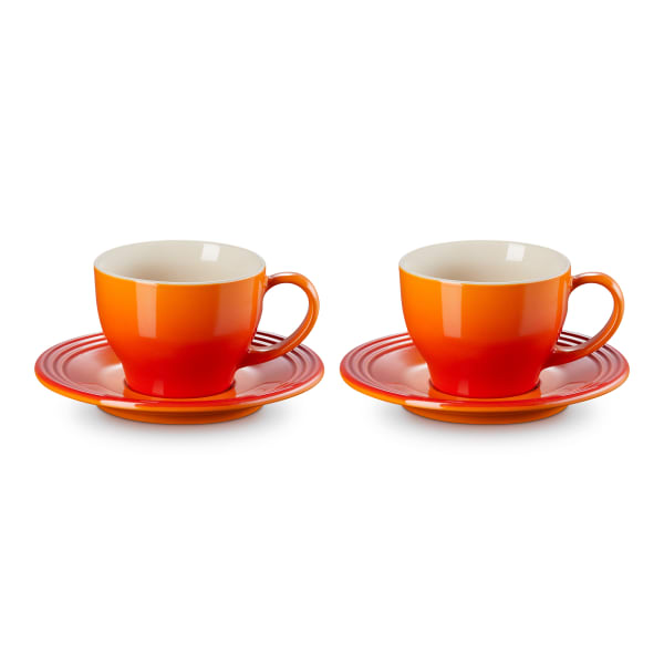 Le Creuset Cappuccino Cup and Saucer, Set of 2, Flame