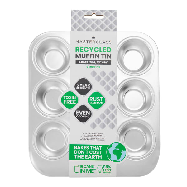 MasterClass Recycled Aluminium Muffin Pan, 9-Cup