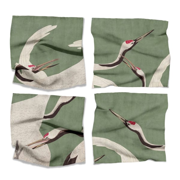 Cara Saven Decor Here and There Green Napkins, Set of 4
