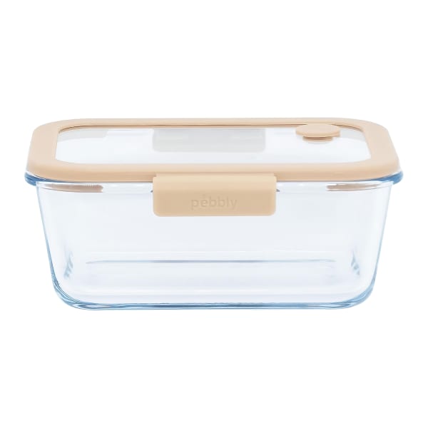 Pebbly Rectangular Glass Container with Vacuum Cap, 800ml