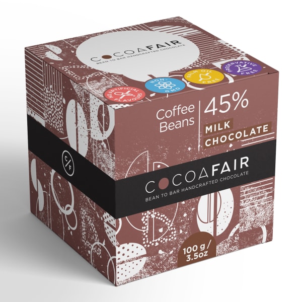 Cocoafair Coffee Beans in 45% Milk Chocolate, 100g