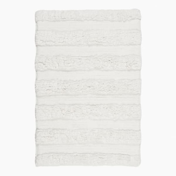 Thread Office White Highlow Stripe Bath Mat, 60cm x 90cm