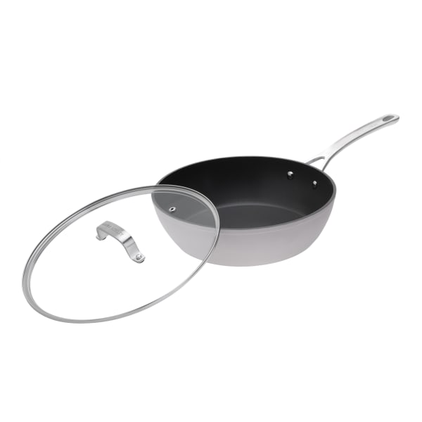 Laura Ashley Non-Stick Deep Frying Saute Pan With Glass Lid, 28cm, Dark Dove Grey