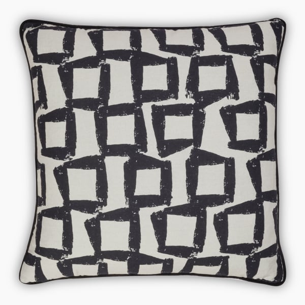 Thread Office Black Lyra Printed Scatter Cushion with Feather Blend Inner, 60cm x 60cm