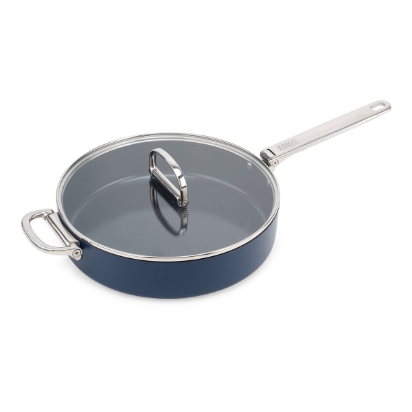 Joseph Joseph Space Ceramic Non-Stick Saute Pan with Glass Lid and Folding Handle, 28cm