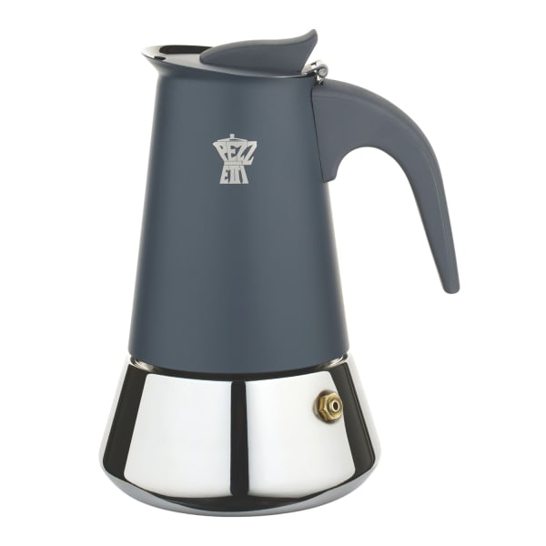 Pezzetti Steel Express Moka Pot, 6 Cups, Stormy Grey